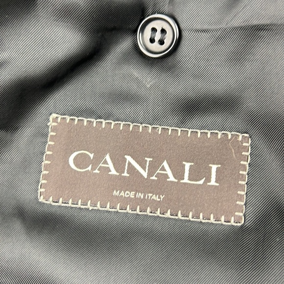 Men's Canali charcoal check wool suit jacket sport coat - Picture 11 of 15